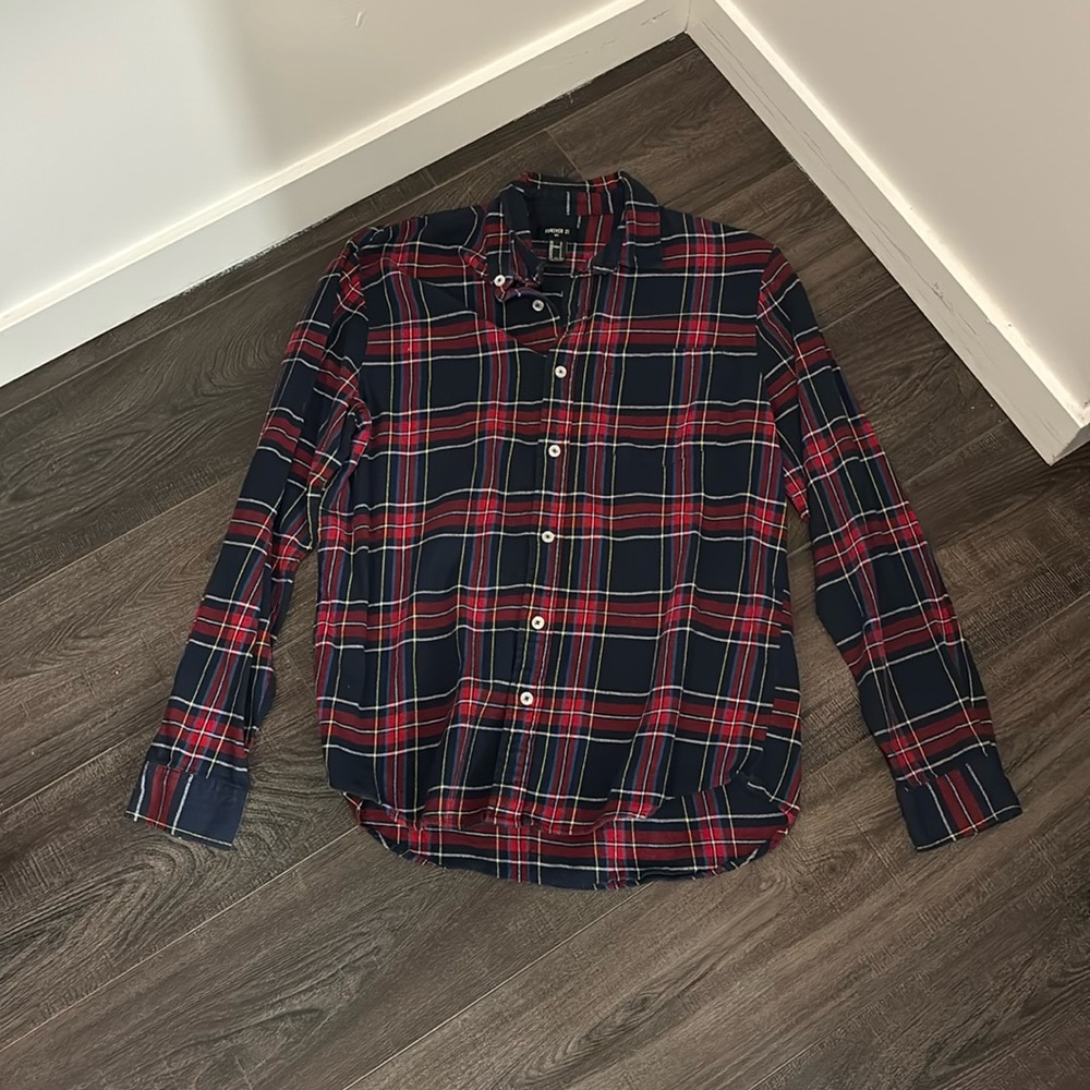 Forever 21 Men’s Size S Red-Blue Flannel Button-Down